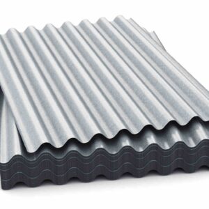 group of wave shaped zinc plated metal sheets